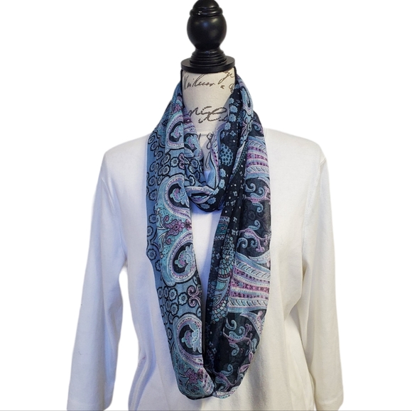 Women's Infinity Scarf Paisley Print Lightweight All Season Scarf - Picture 12 of 12